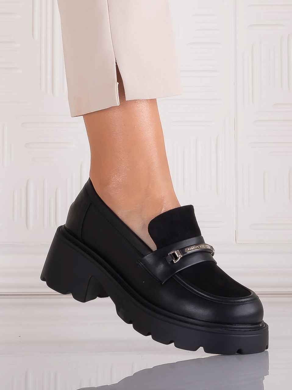 Pantofi dama casual Negri din Piele Ecologica Catilea - poza 3
