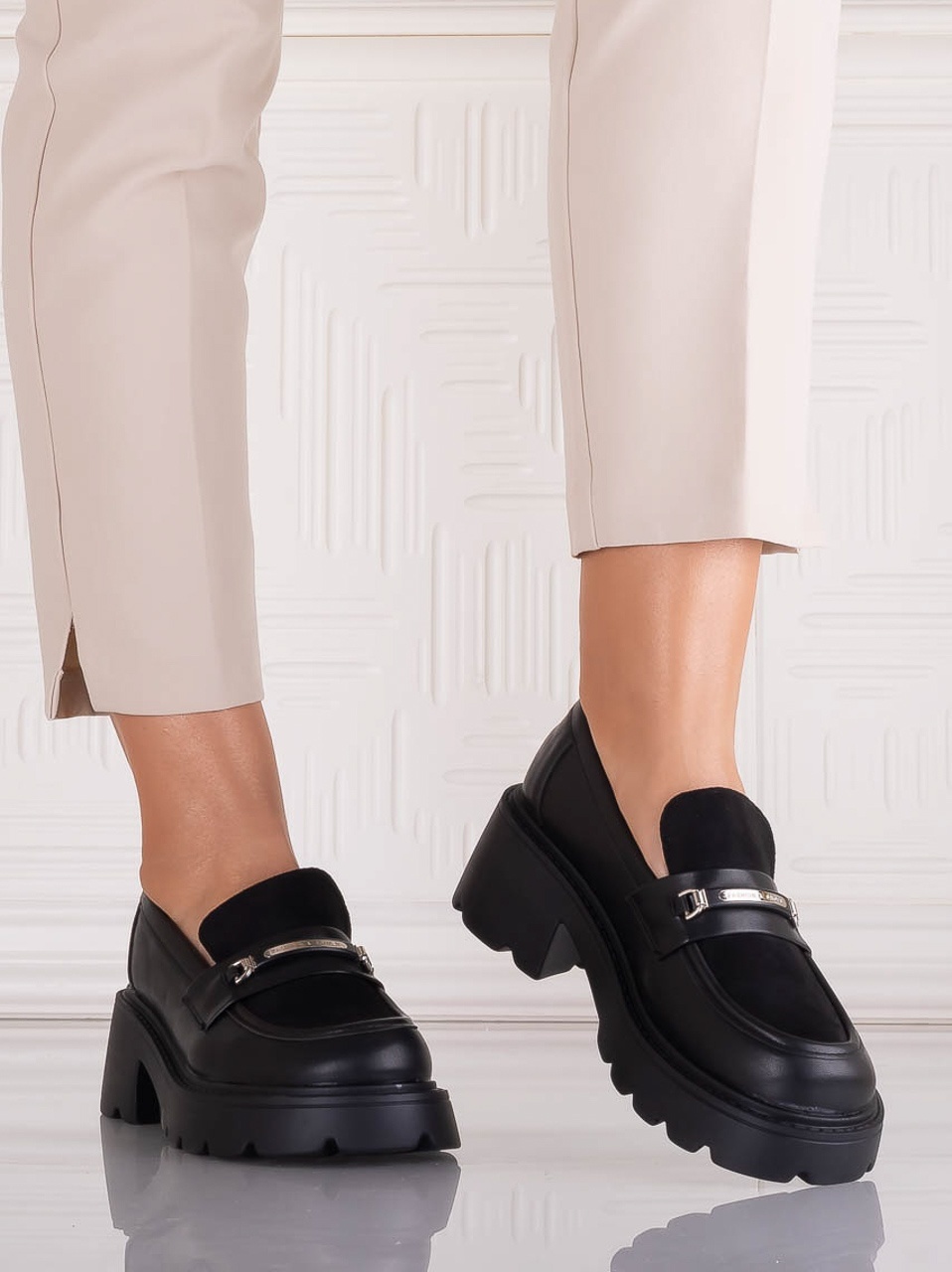 Pantofi dama casual Negri din Piele Ecologica Catilea - poza 4
