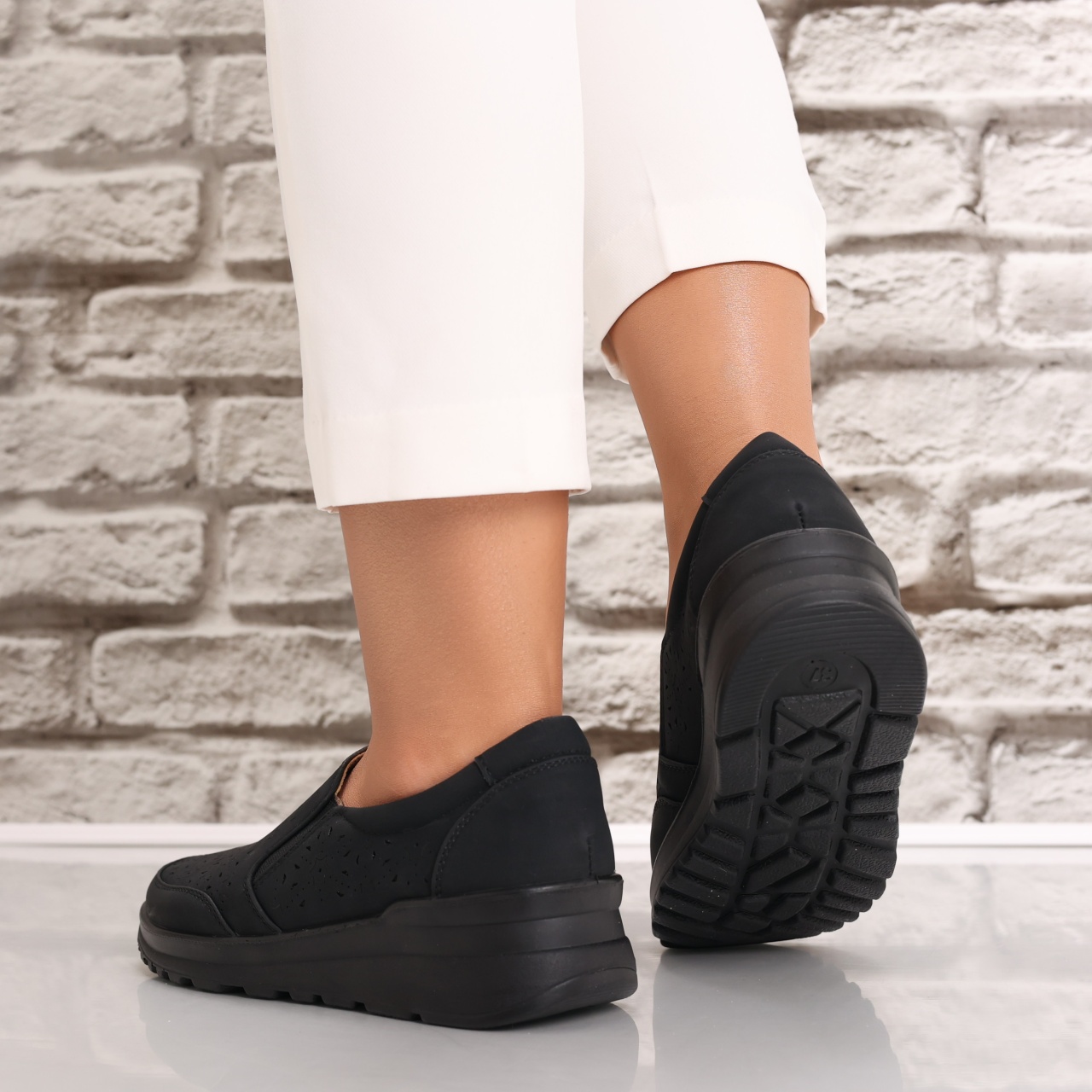 Pantofi dama casual Negri din Piele Ecologica Corza - poza 5
