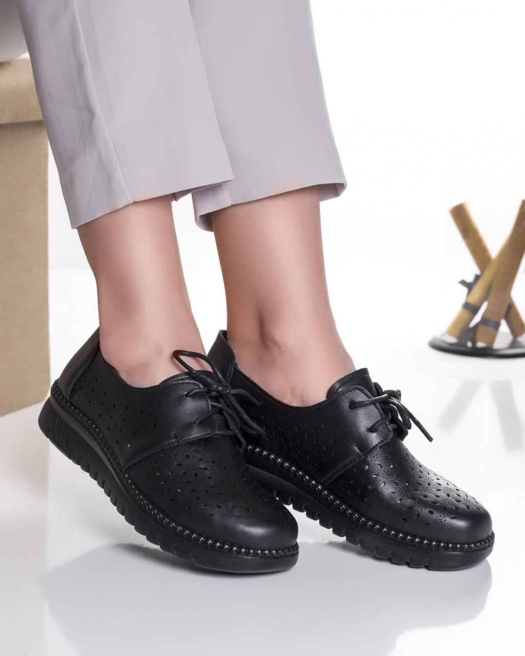 Pantofi dama casual negri din piele ecologica dalia - poza 4
