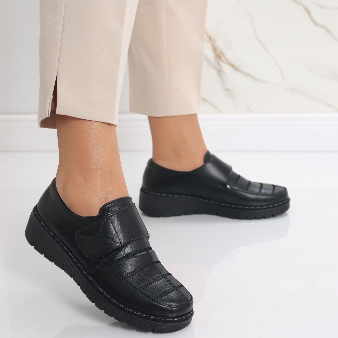 Pantofi dama casual Negri din Piele Ecologica Derana - poza 3