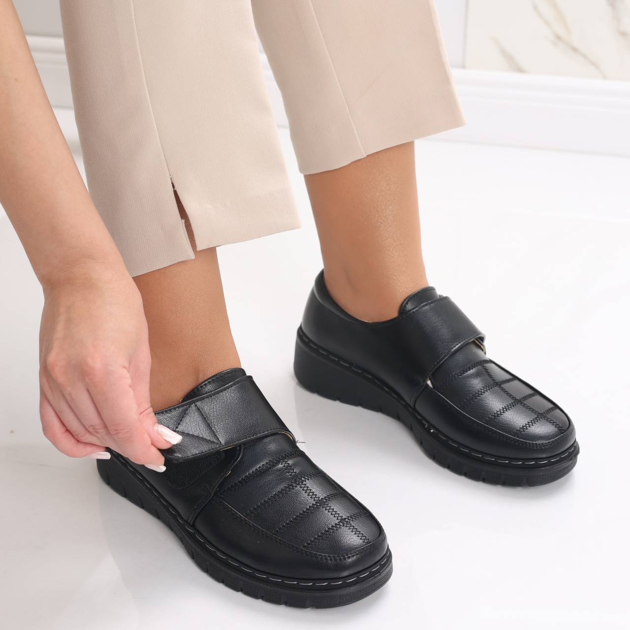 Pantofi dama casual Negri din Piele Ecologica Derana - poza 5