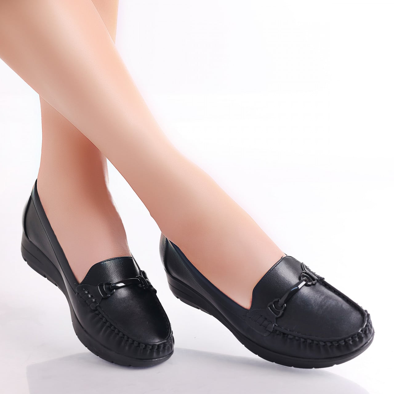 Pantofi dama casual Negri din Piele Ecologica Enasa - poza 2