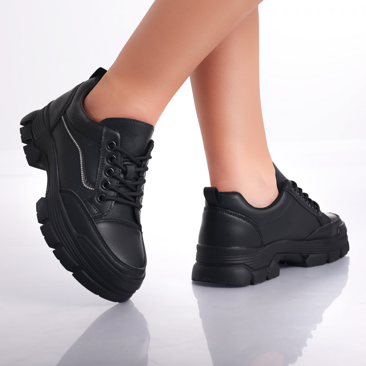 Pantofi dama casual Negri din Piele Ecologica Esle - poza 1