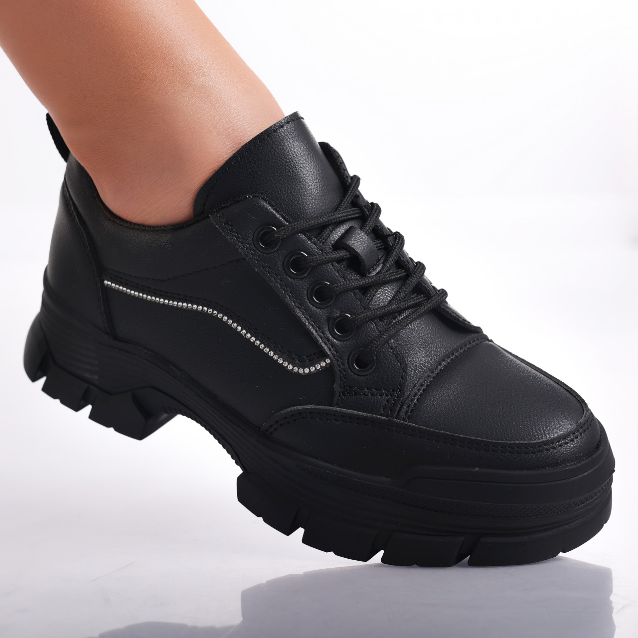 Pantofi dama casual Negri din Piele Ecologica Esle - poza 2