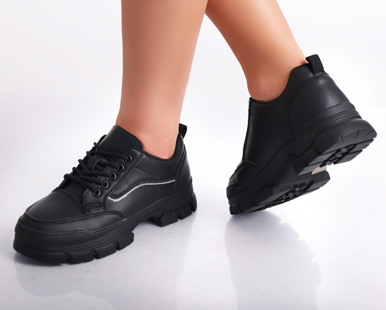 Pantofi dama casual Negri din Piele Ecologica Esle - poza 3