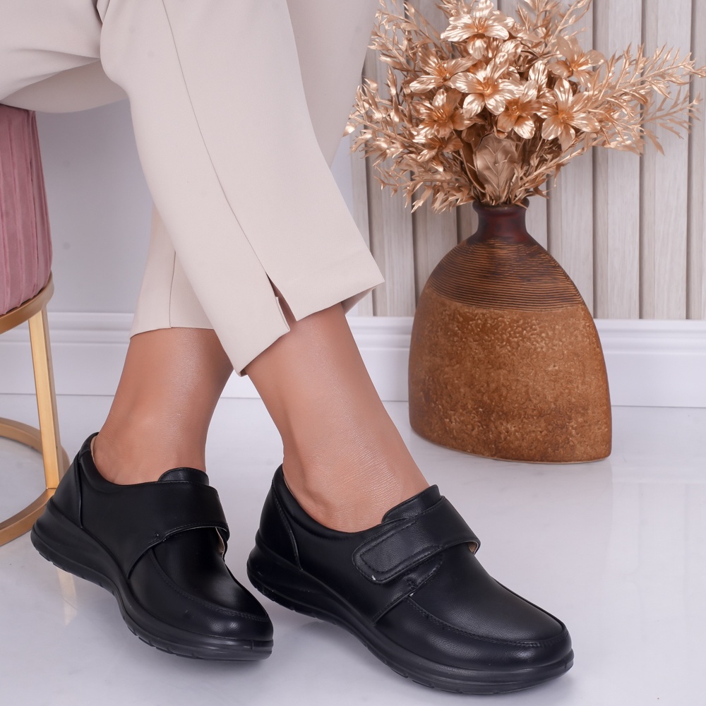 Pantofi dama casual Negri din Piele Ecologica Fery - poza 1