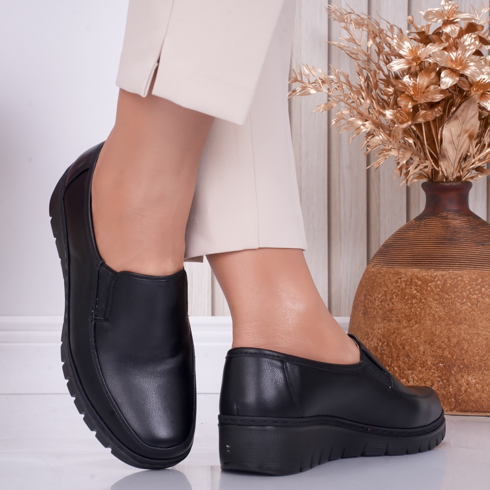 Pantofi dama casual Negri din Piele Ecologica Fler - poza 2
