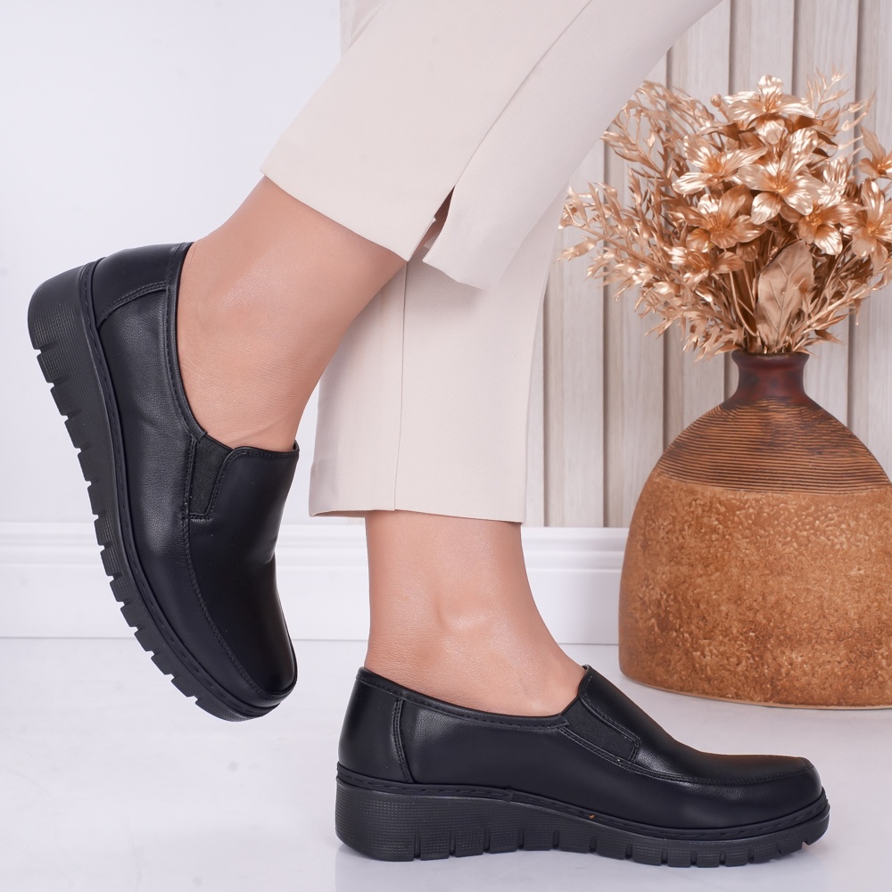 Pantofi dama casual Negri din Piele Ecologica Fler - poza 3