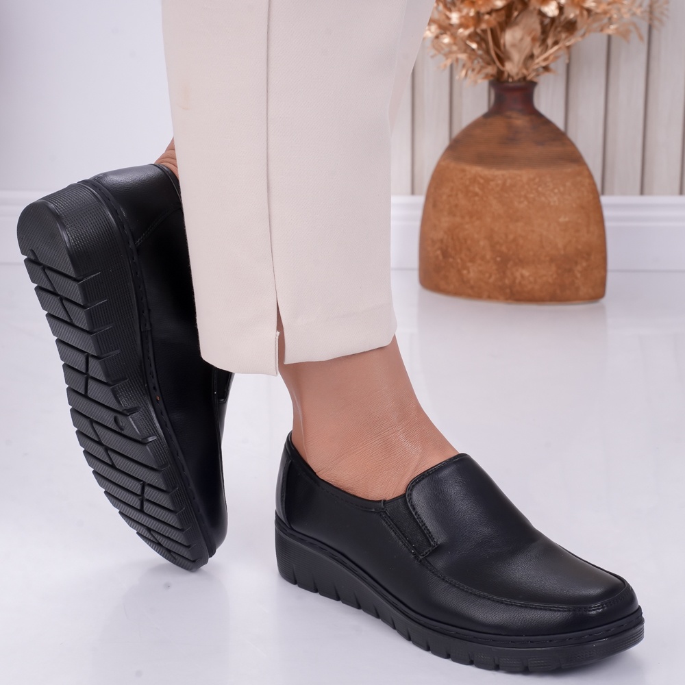 Pantofi dama casual Negri din Piele Ecologica Fler - poza 4