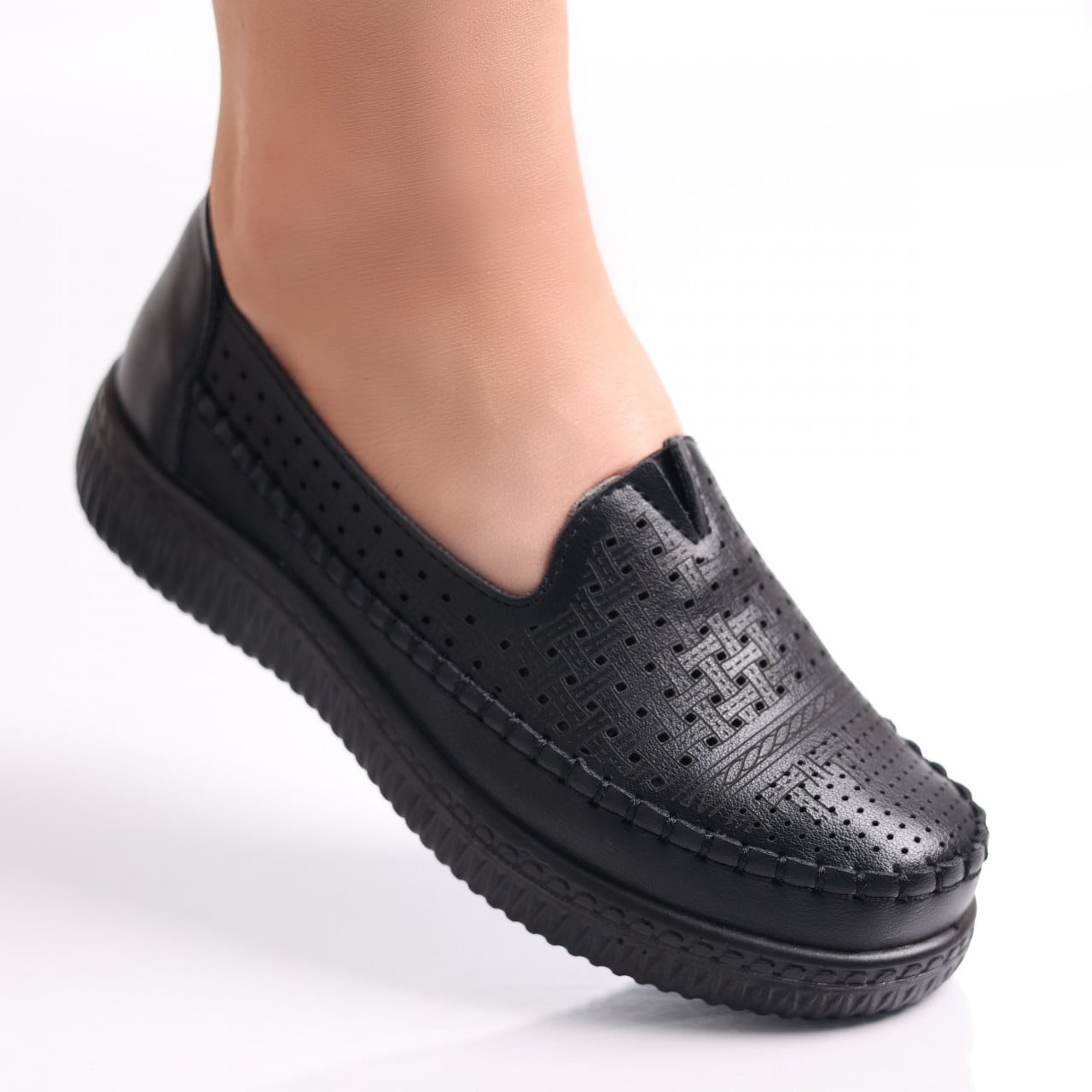 Pantofi dama casual Negri din Piele Ecologica Garena - poza 2