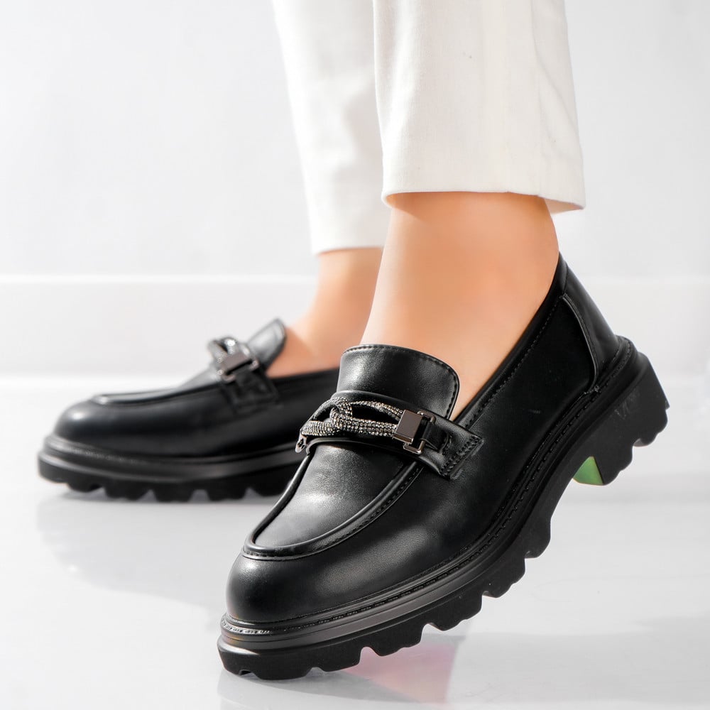 Pantofi dama casual Negri din Piele Ecologica Gesa - poza 1