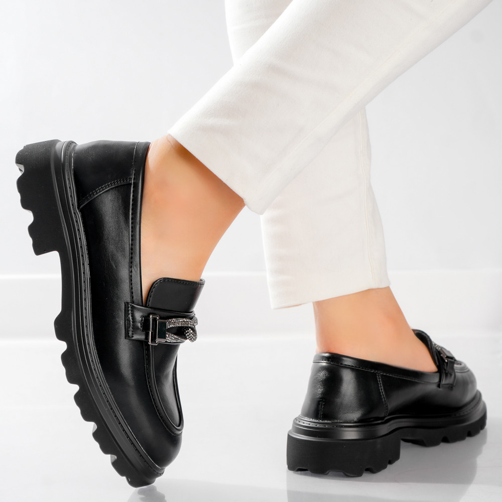 Pantofi dama casual Negri din Piele Ecologica Gesa - poza 2
