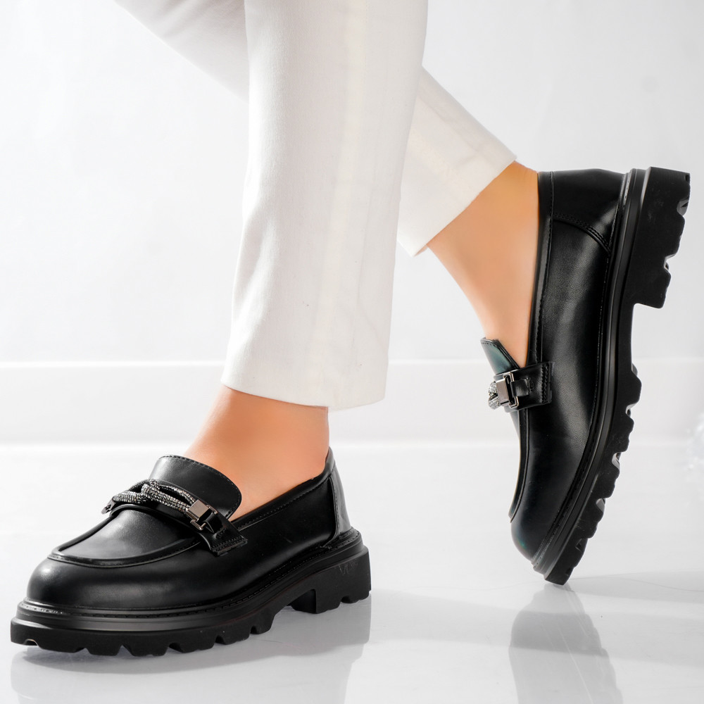 Pantofi dama casual Negri din Piele Ecologica Gesa - poza 3
