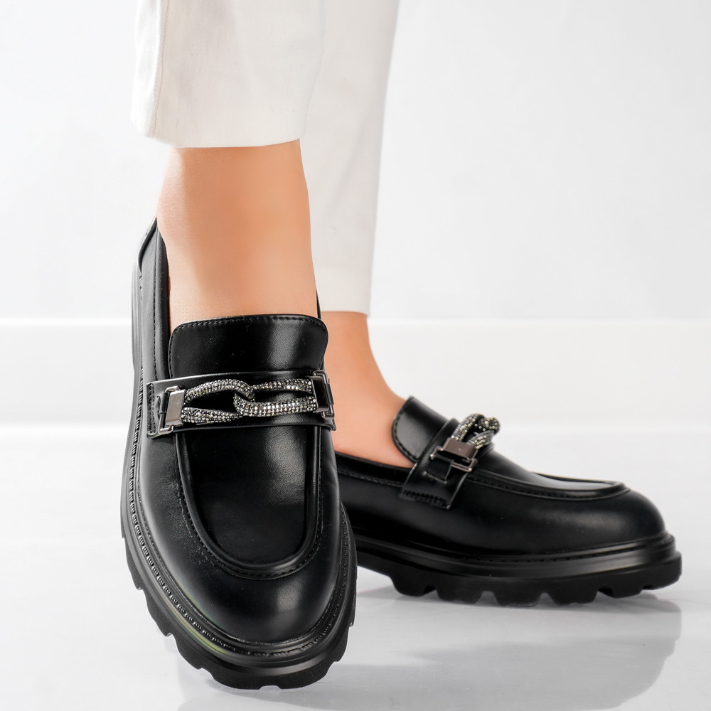 Pantofi dama casual Negri din Piele Ecologica Gesa - poza 4