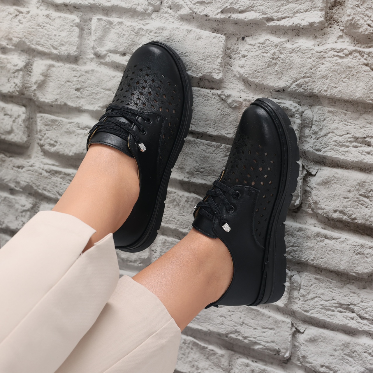 Pantofi dama casual Negri din Piele Ecologica Halya - poza 2