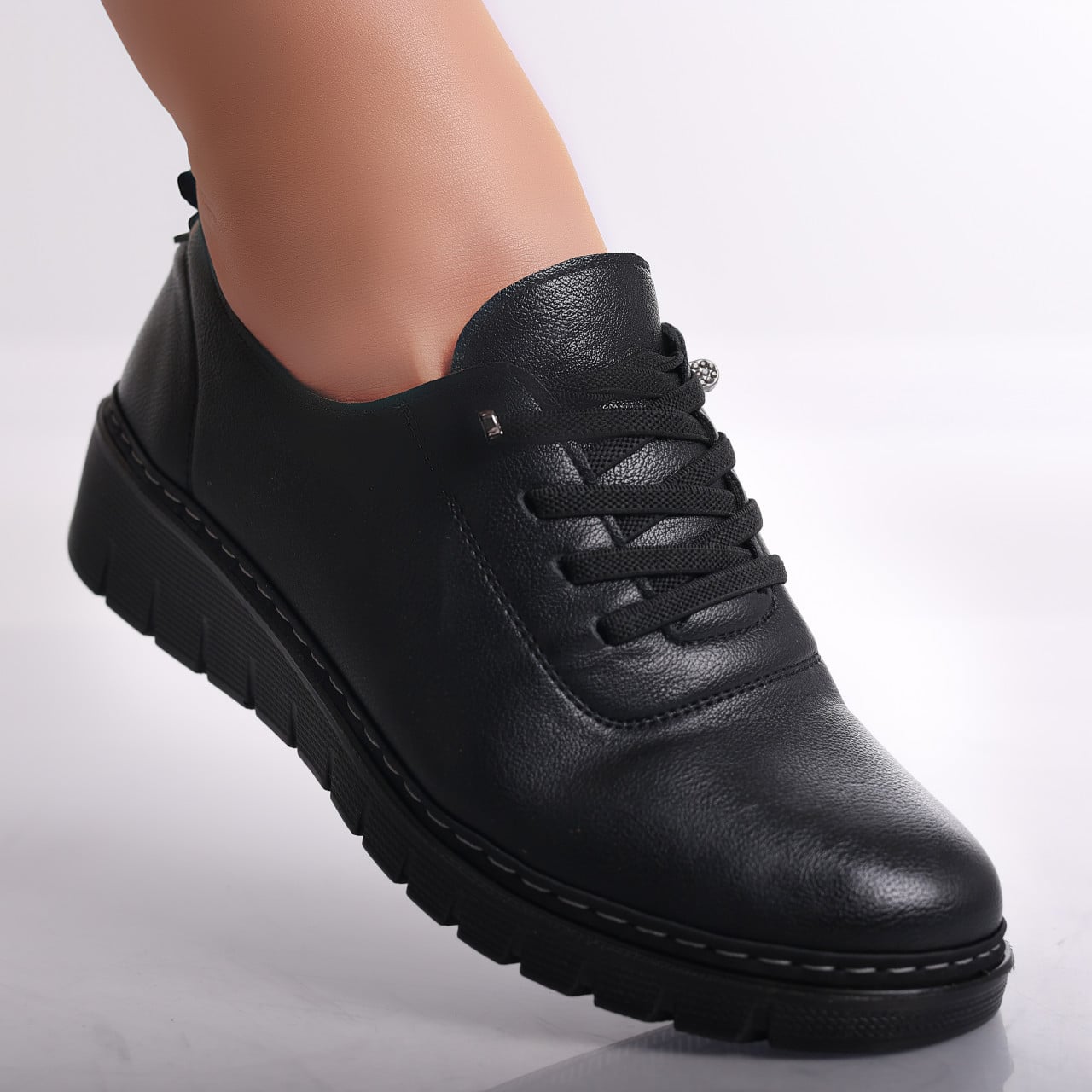 Pantofi dama casual Negri din Piele Ecologica Idania - poza 1