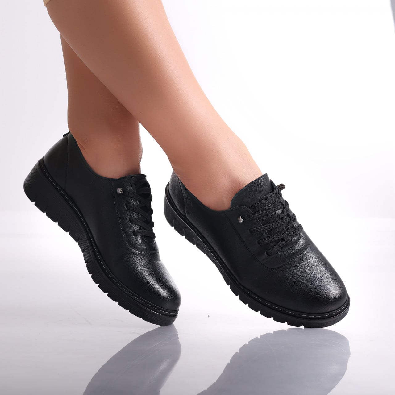 Pantofi dama casual Negri din Piele Ecologica Idania - poza 2