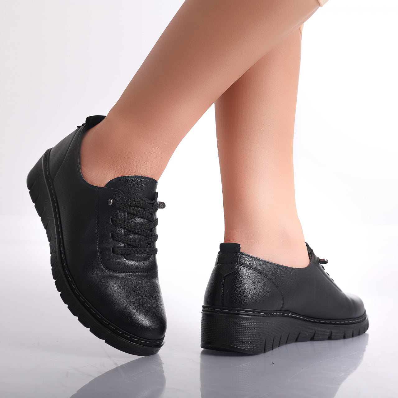 Pantofi dama casual Negri din Piele Ecologica Idania - poza 3