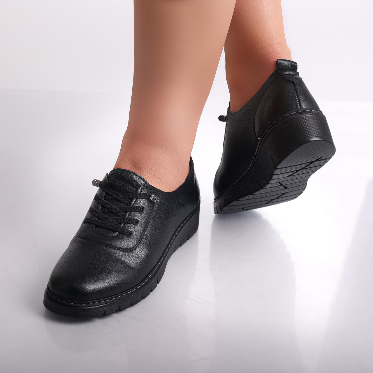 Pantofi dama casual Negri din Piele Ecologica Idania - poza 4