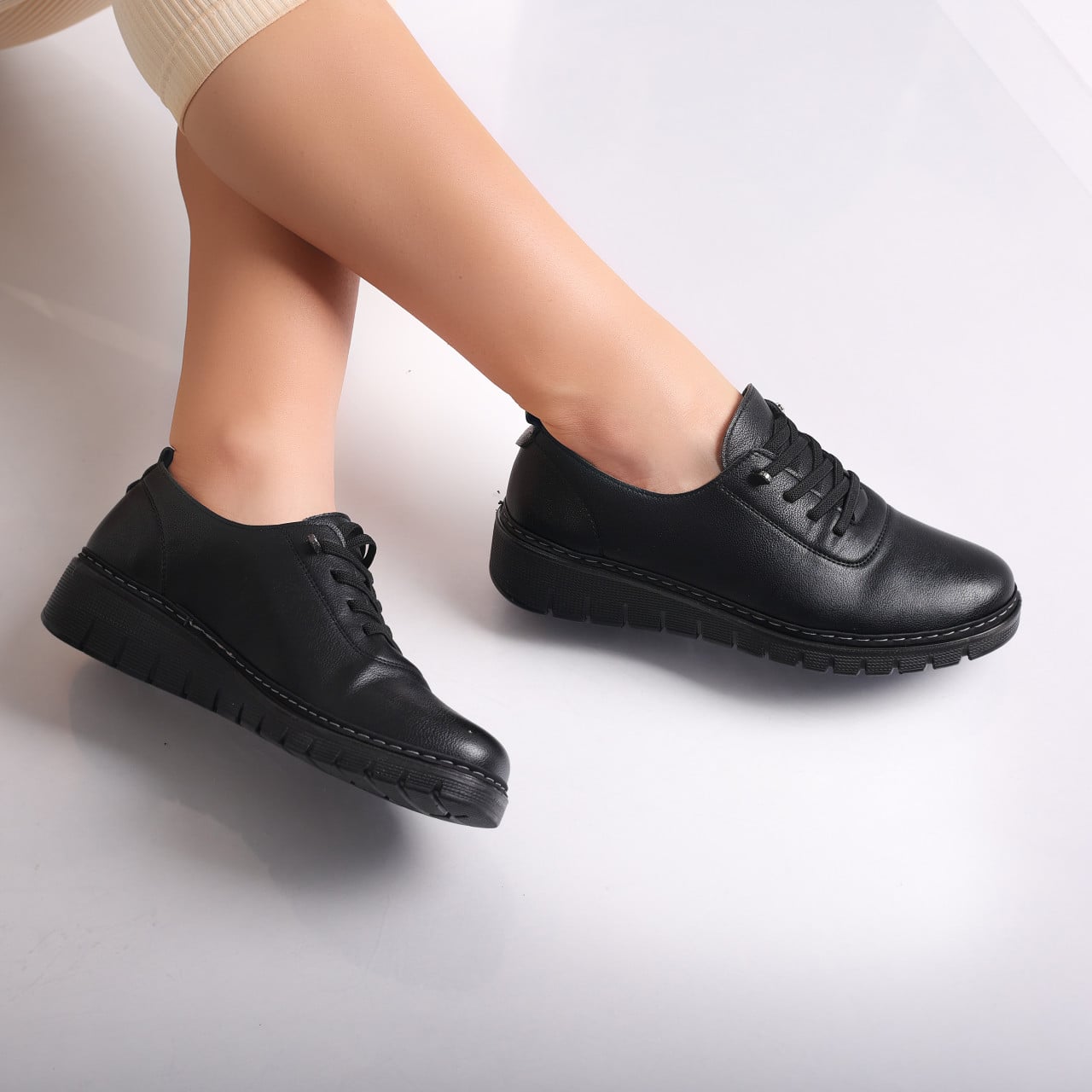 Pantofi dama casual Negri din Piele Ecologica Idania - poza 5