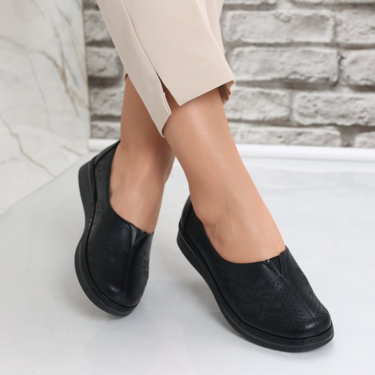 Pantofi dama casual Negri din Piele Ecologica Ilana - poza 4