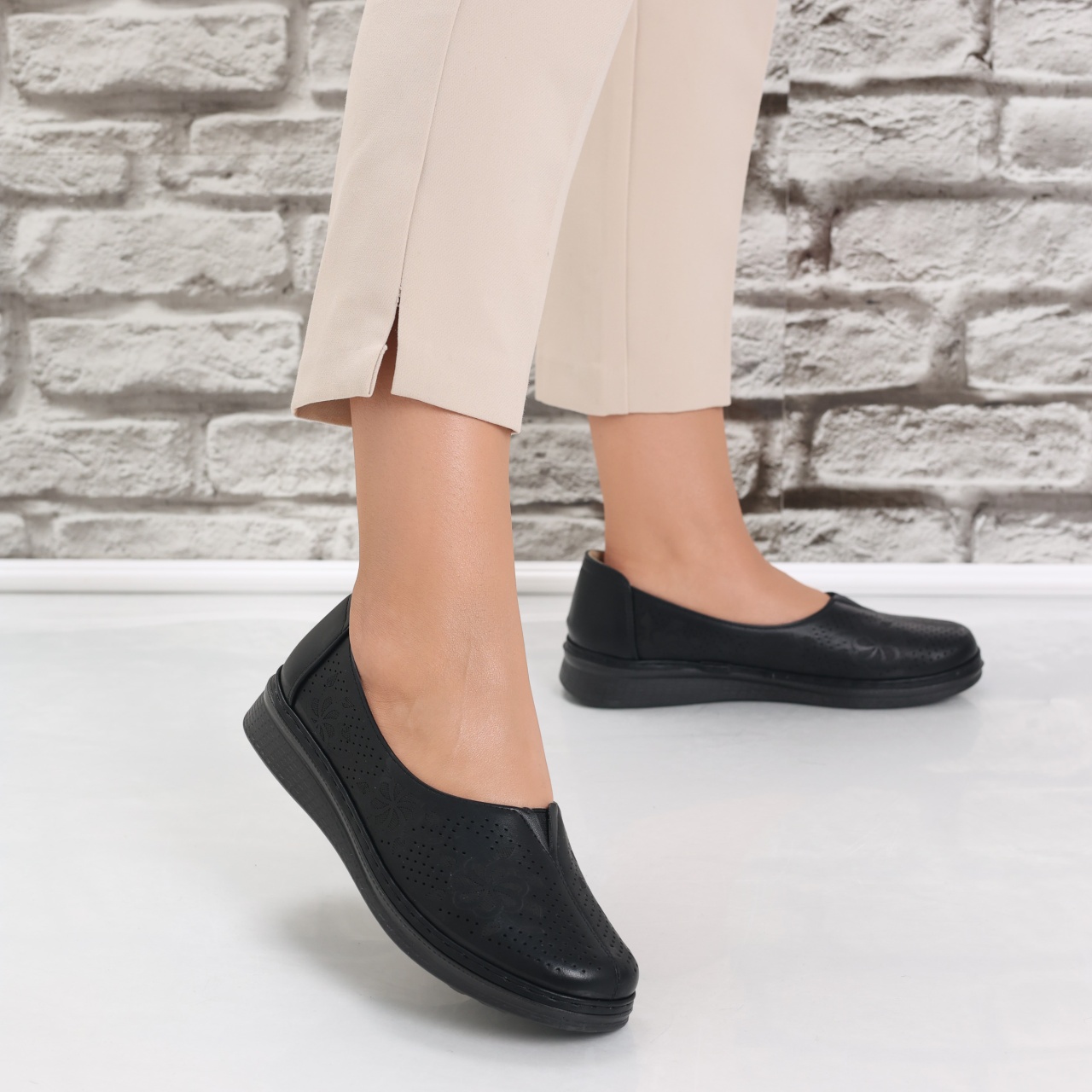 Pantofi dama casual Negri din Piele Ecologica Ilana - poza 5