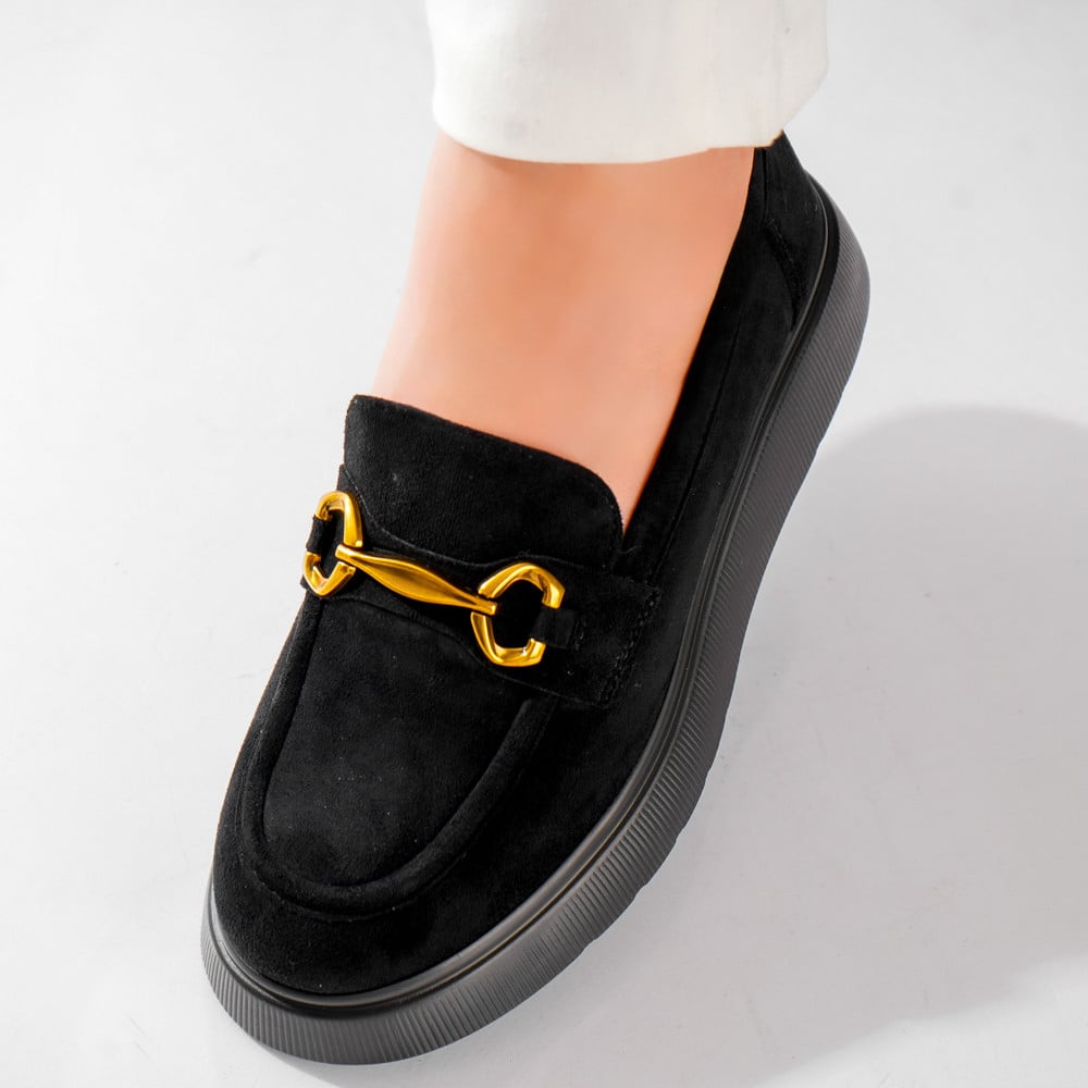 Pantofi dama casual Negri din Piele Ecologica Intoarsa Arola - poza 5
