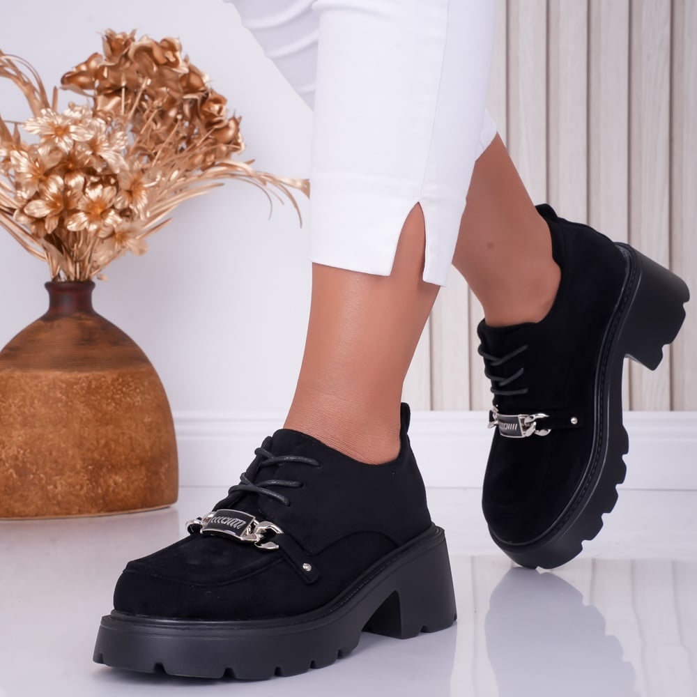 Pantofi dama casual Negri din Piele Ecologica Intoarsa Loris - poza 4