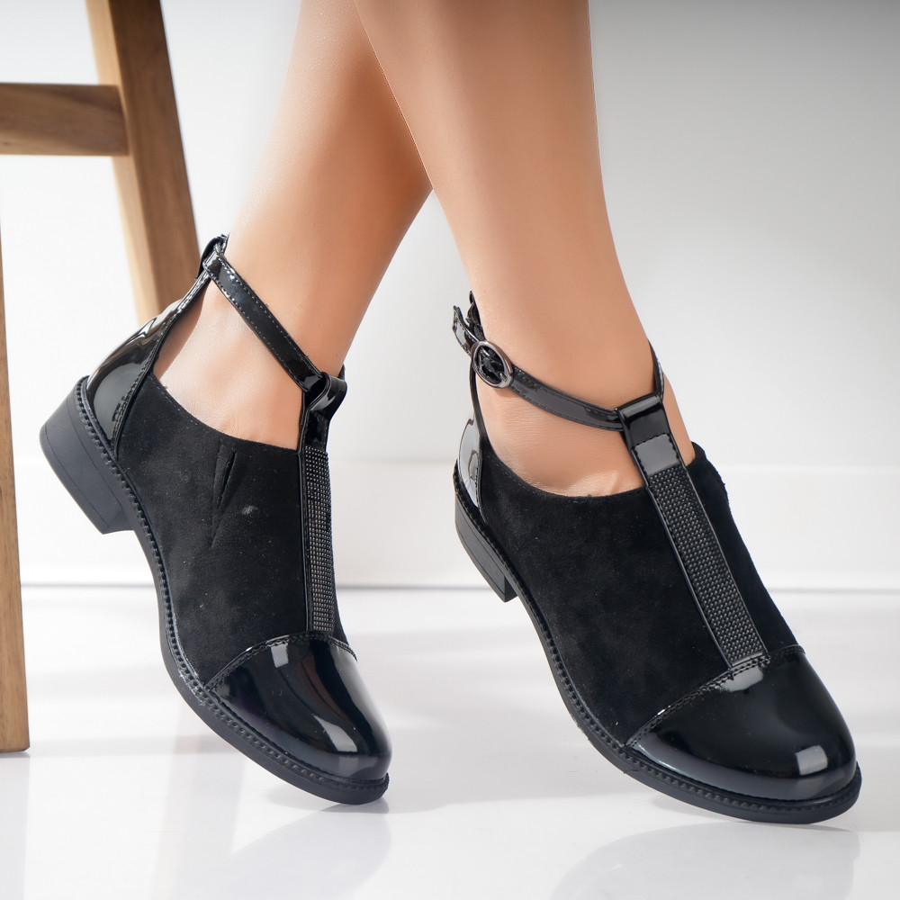 Pantofi dama casual Negri din Piele Ecologica Intoarsa Nava - poza 4