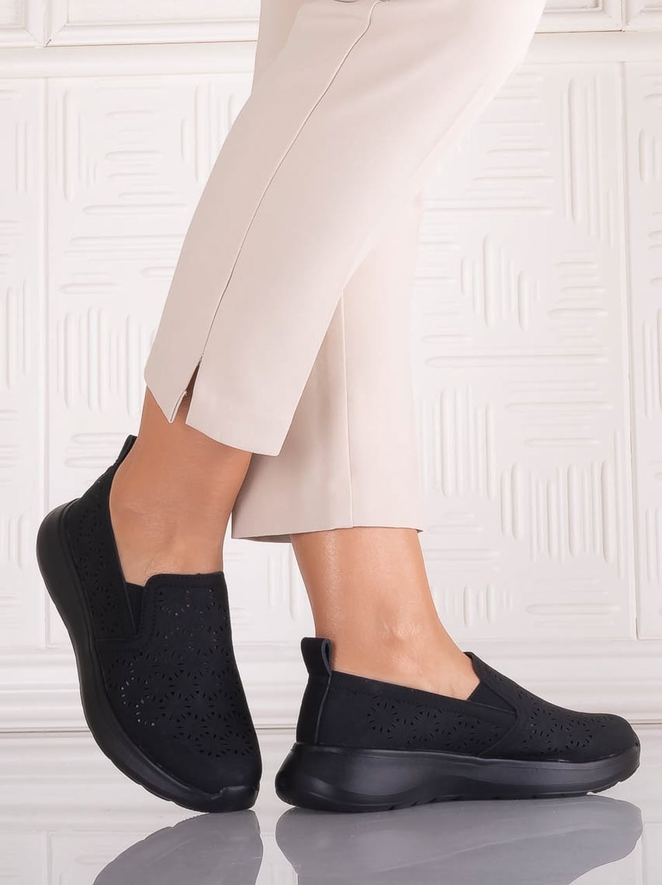 Pantofi dama Casual Negri din Piele Ecologica Irinea - poza 1
