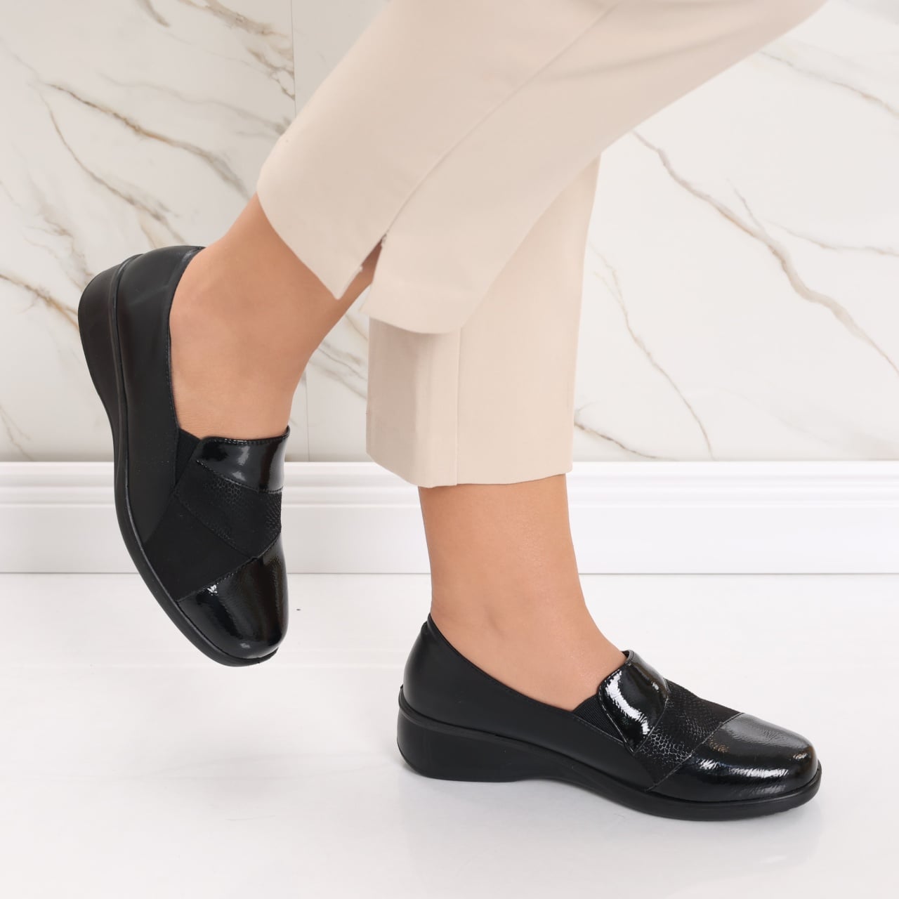 Pantofi dama casual negri din piele ecologica Jess - poza 5