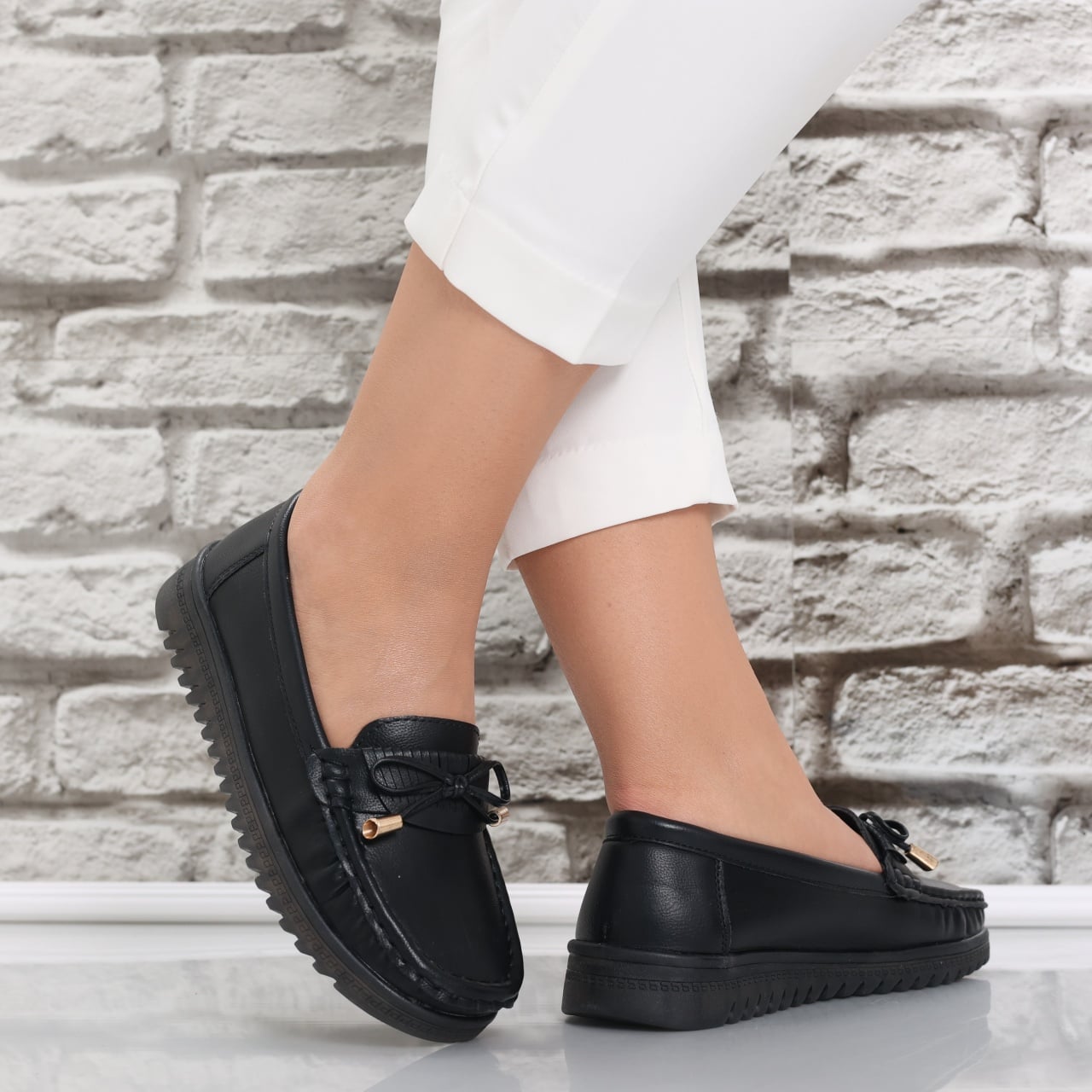 Pantofi dama casual Negri din Piele Ecologica Jinan - poza 1
