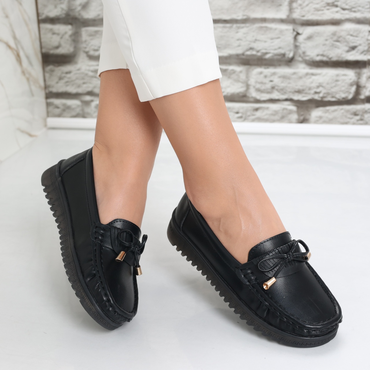 Pantofi dama casual Negri din Piele Ecologica Jinan - poza 2