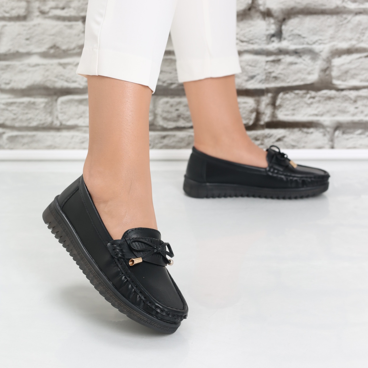 Pantofi dama casual Negri din Piele Ecologica Jinan - poza 3