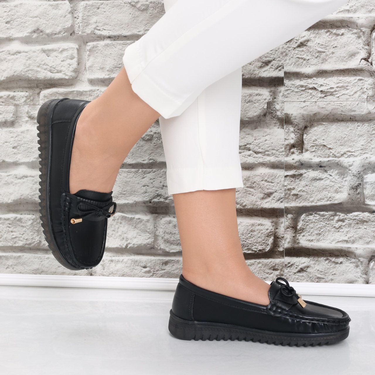 Pantofi dama casual Negri din Piele Ecologica Jinan - poza 4