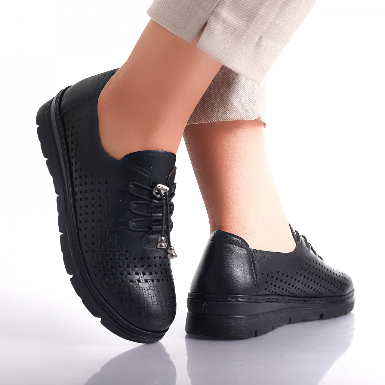 Pantofi dama casual Negri din Piele Ecologica Julisa - poza 3