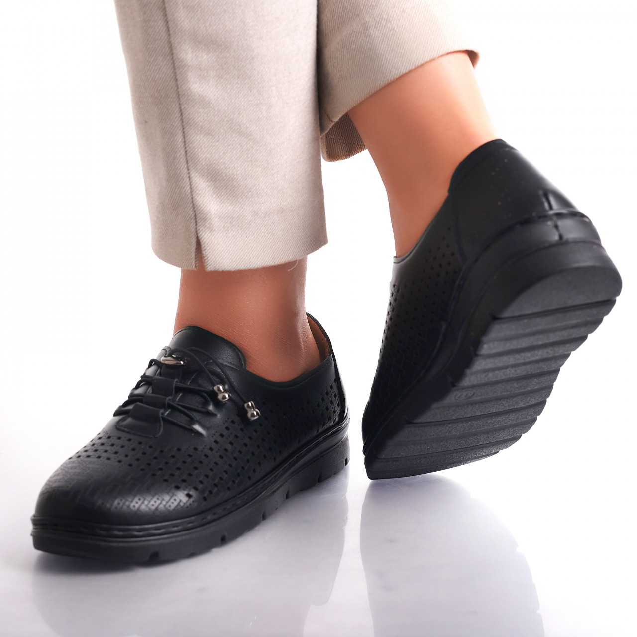 Pantofi dama casual Negri din Piele Ecologica Julisa - poza 5
