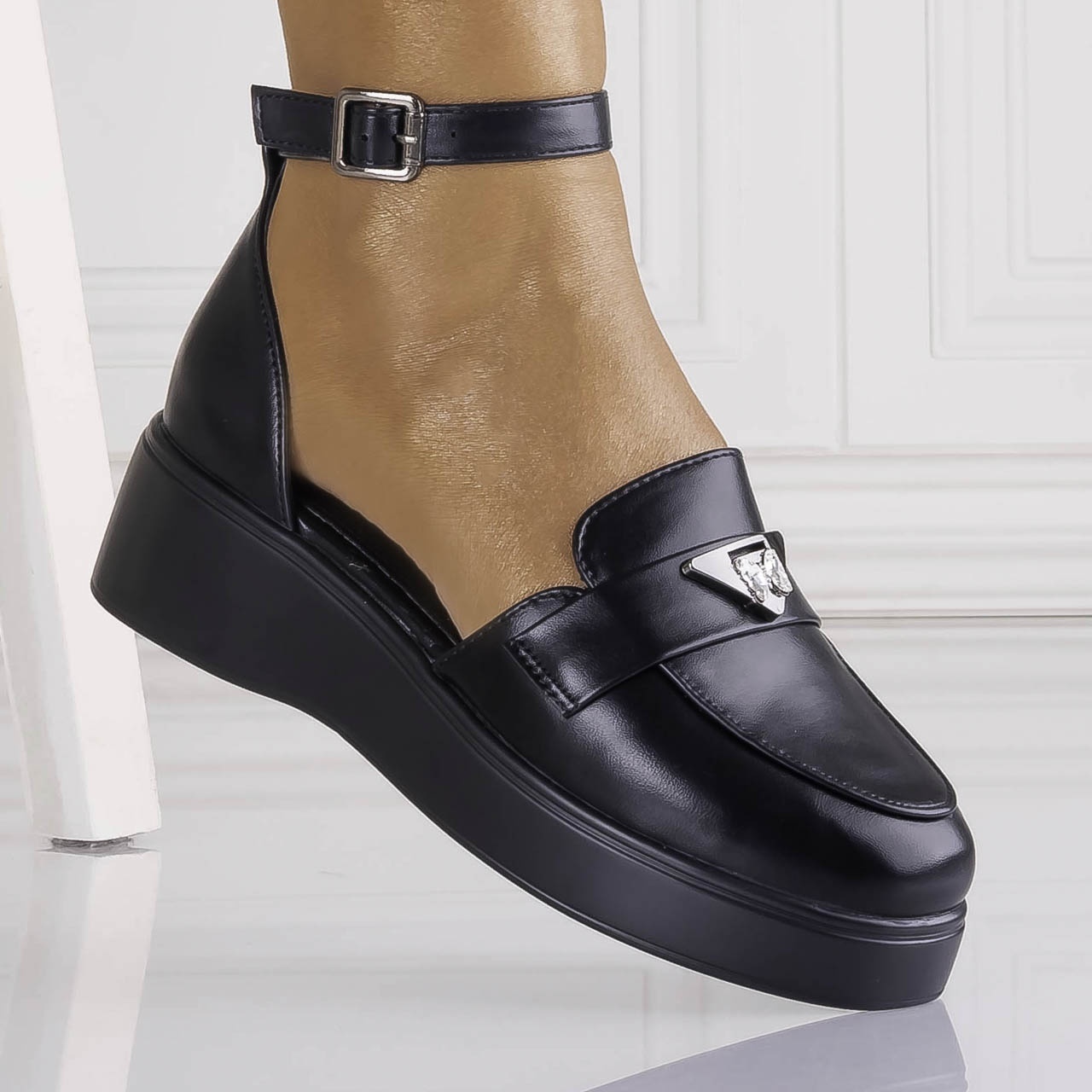 Pantofi dama Casual Negri din Piele Ecologica Kenia - poza 1