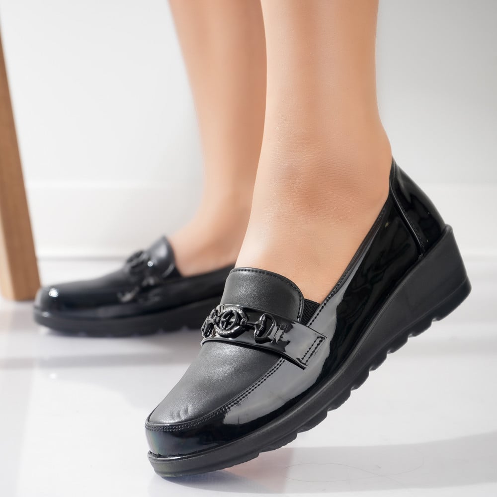Pantofi dama casual Negri din Piele Ecologica Klodi - poza 1