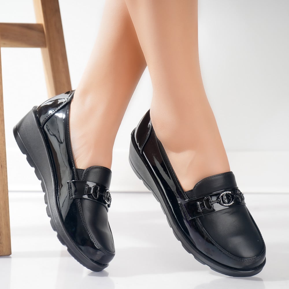 Pantofi dama casual Negri din Piele Ecologica Klodi - poza 4