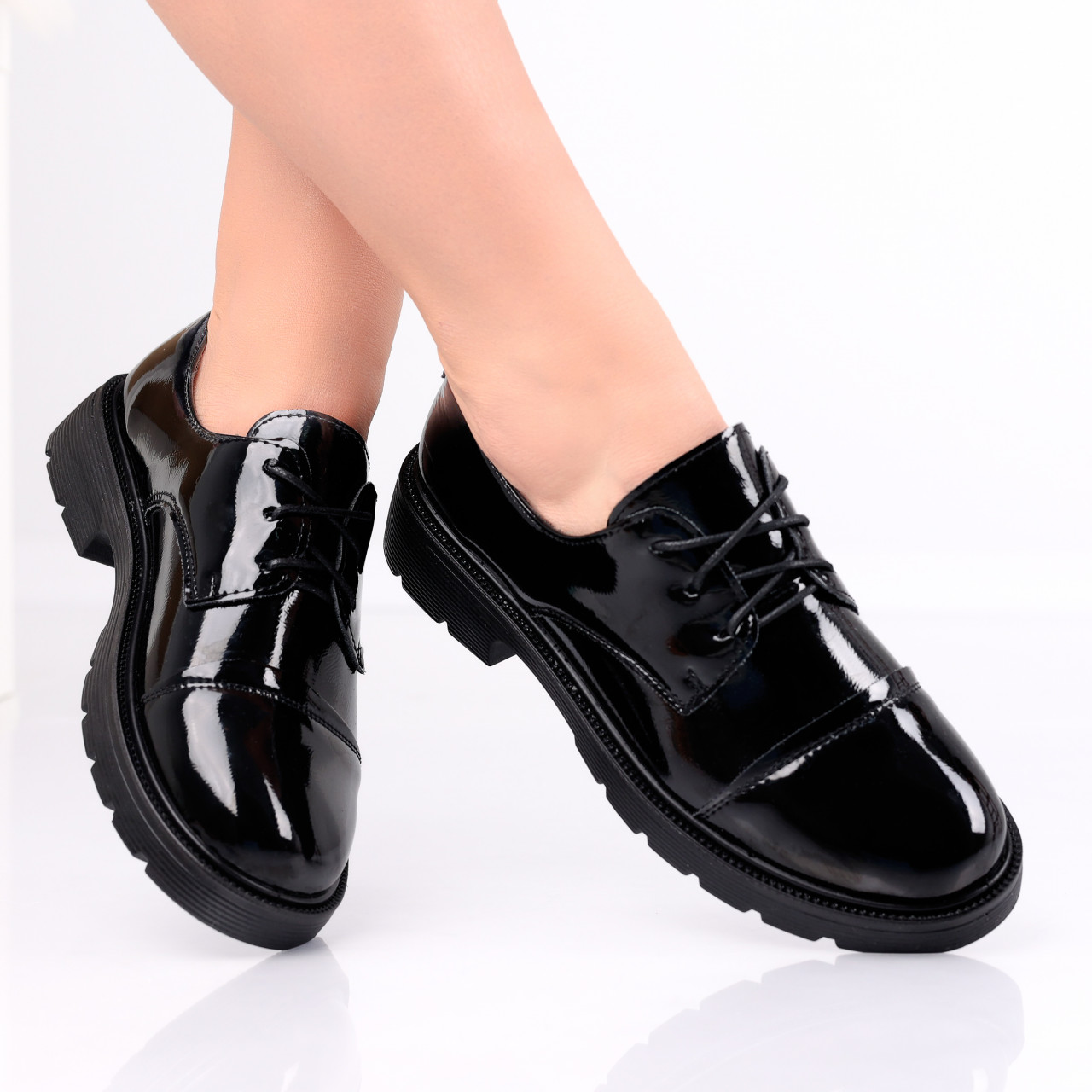 Pantofi dama casual Negri din Piele Ecologica Lacuita Avama - poza 3