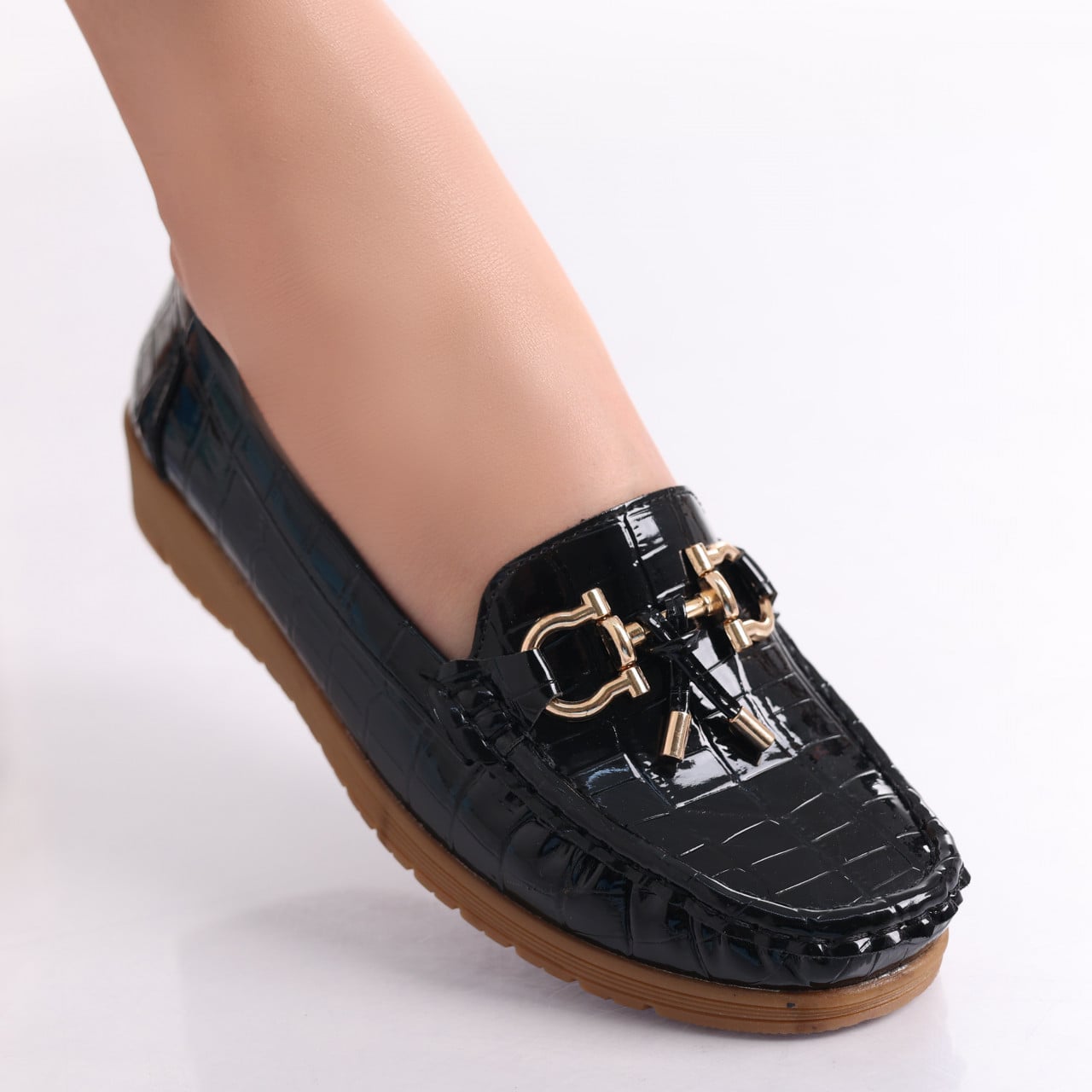 Pantofi dama casual Negri din Piele Ecologica Lacuita Carilla - poza 1
