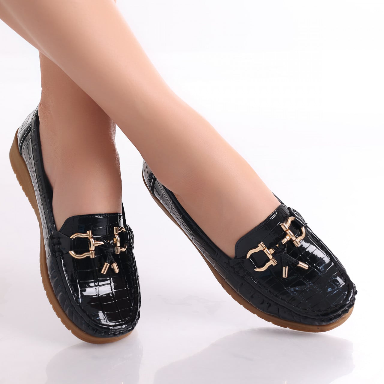 Pantofi dama casual Negri din Piele Ecologica Lacuita Carilla - poza 2