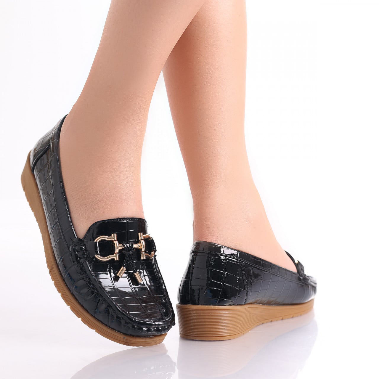 Pantofi dama casual Negri din Piele Ecologica Lacuita Carilla - poza 3