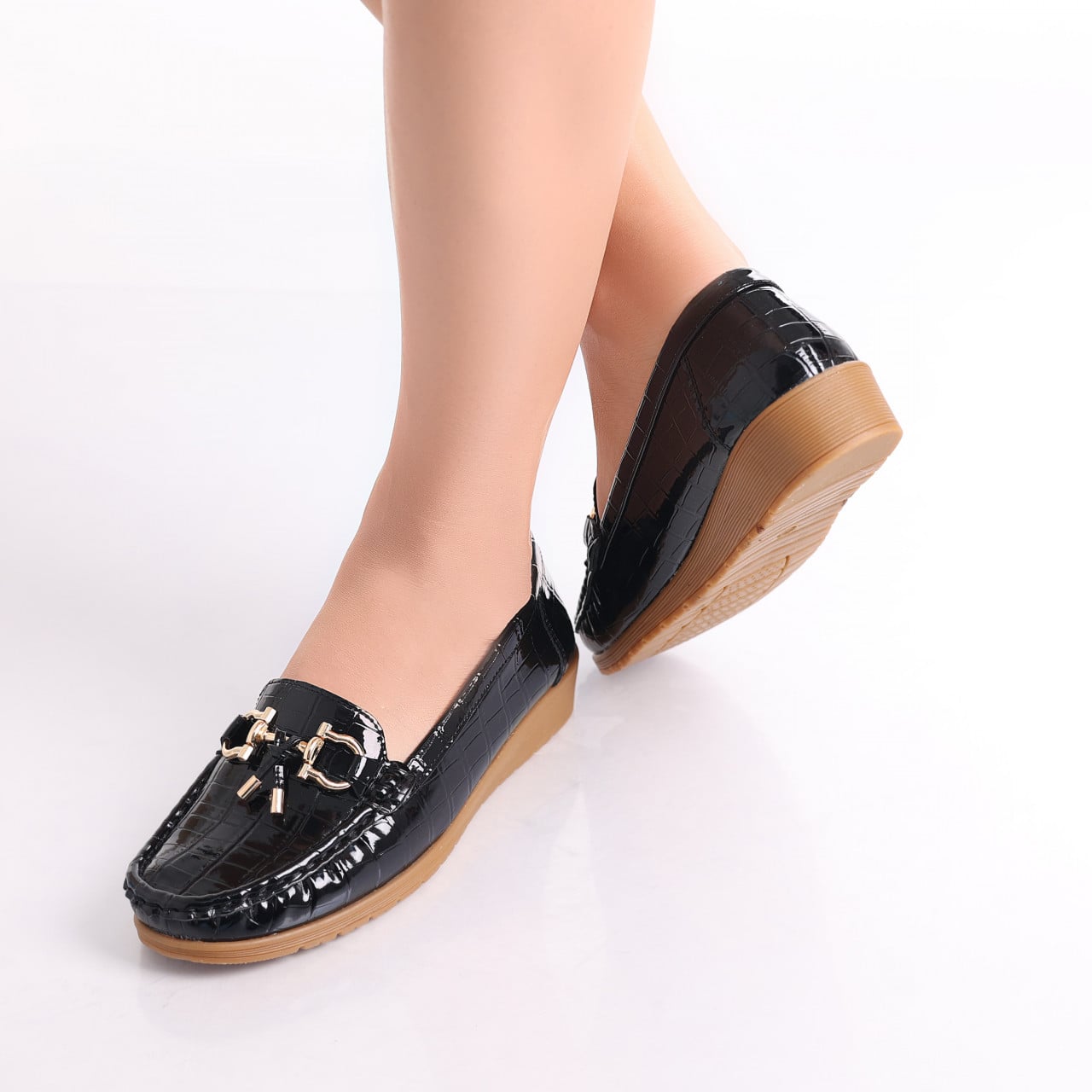 Pantofi dama casual Negri din Piele Ecologica Lacuita Carilla - poza 4