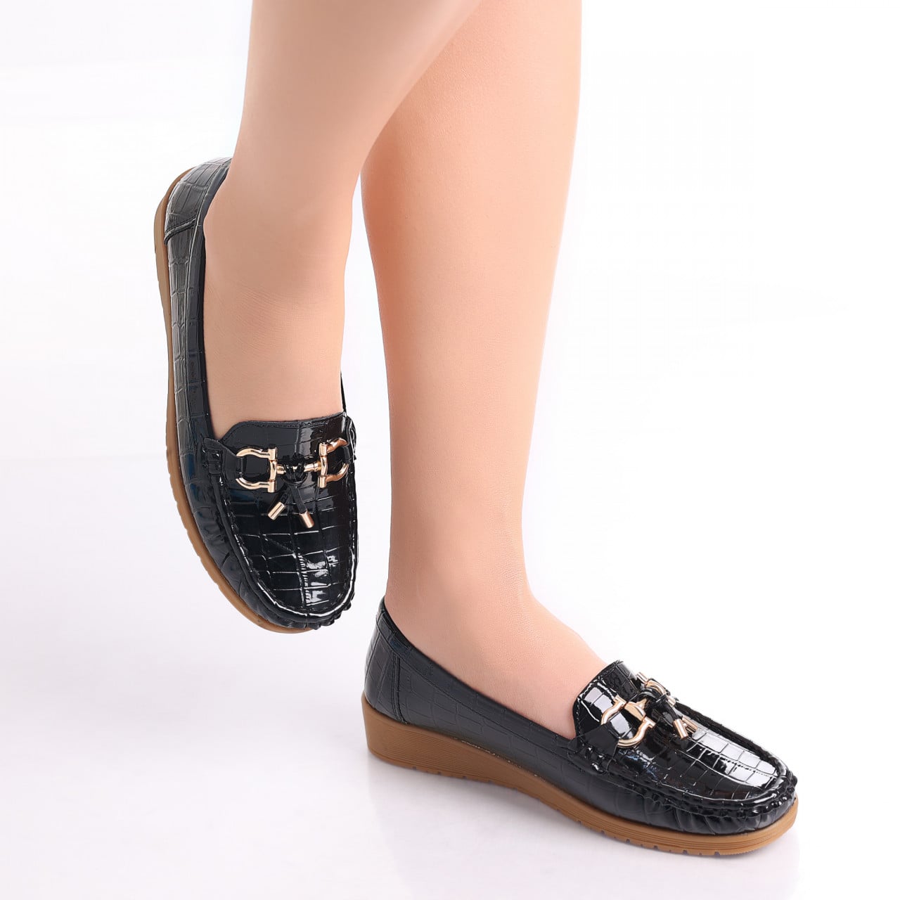 Pantofi dama casual Negri din Piele Ecologica Lacuita Carilla - poza 5