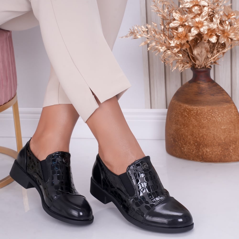 Pantofi dama casual Negri din Piele Ecologica Lacuita Luz - poza 1
