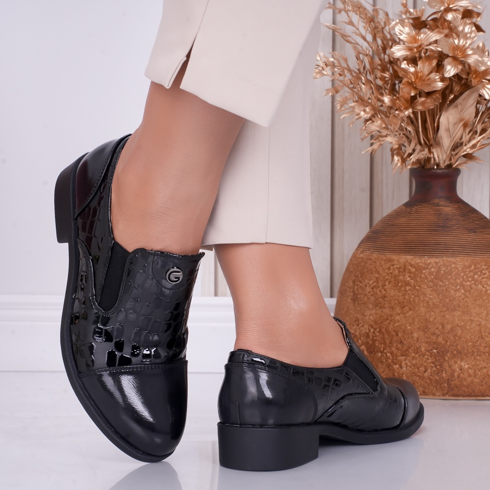 Pantofi dama casual Negri din Piele Ecologica Lacuita Luz - poza 2