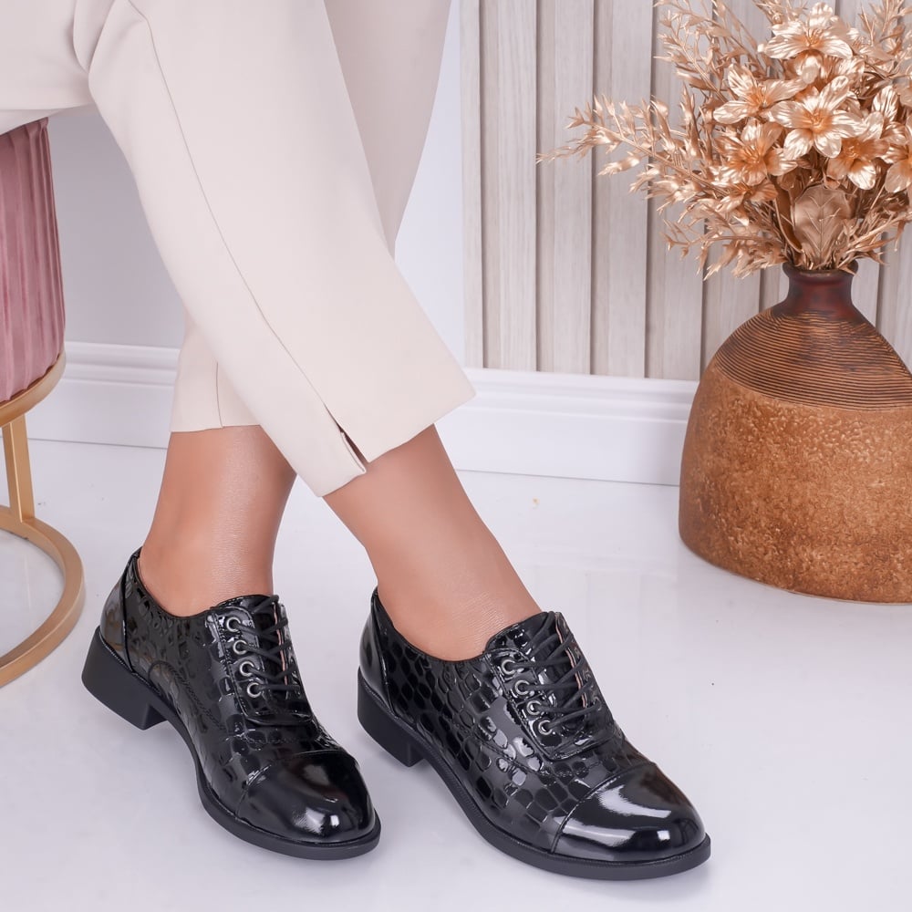 Pantofi dama casual Negri din Piele Ecologica Lacuita Naty - poza 1